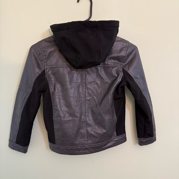 Urban Republic Kids Gray and Black faux leather Jacket youth size 7 hooded - Picture 7 of 9